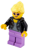 LEGO idea081 Woman, Black Leather Jacket, Medium Lavender Legs, Bright Light Yellow Hair
